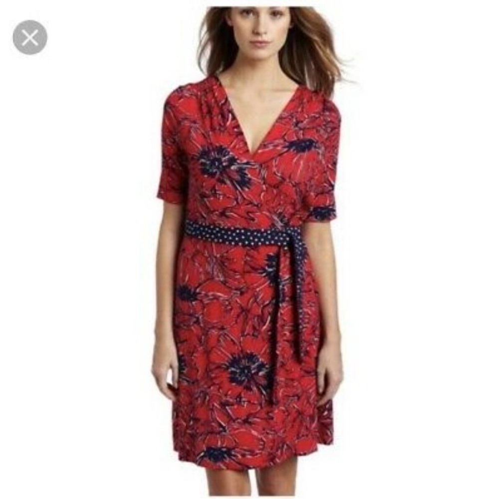 LILLY PULITZER Adalie Red Floral Print Wrap Dress Size Medium *L16